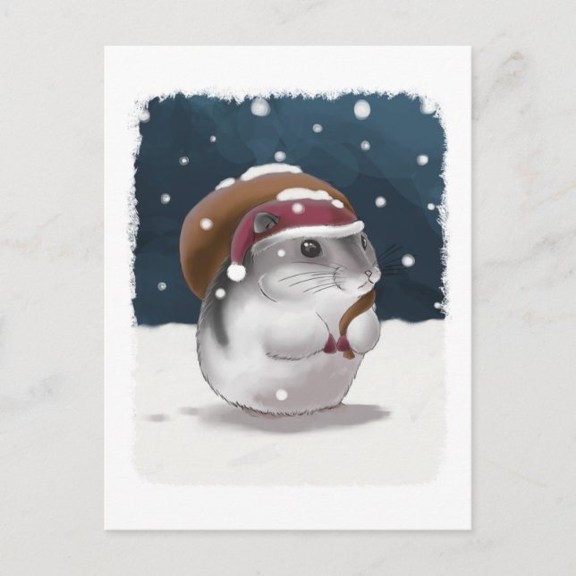 Hamster Santa Holiday Postcard (Front)