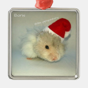 Hamster Santa! Metal Tree Decoration