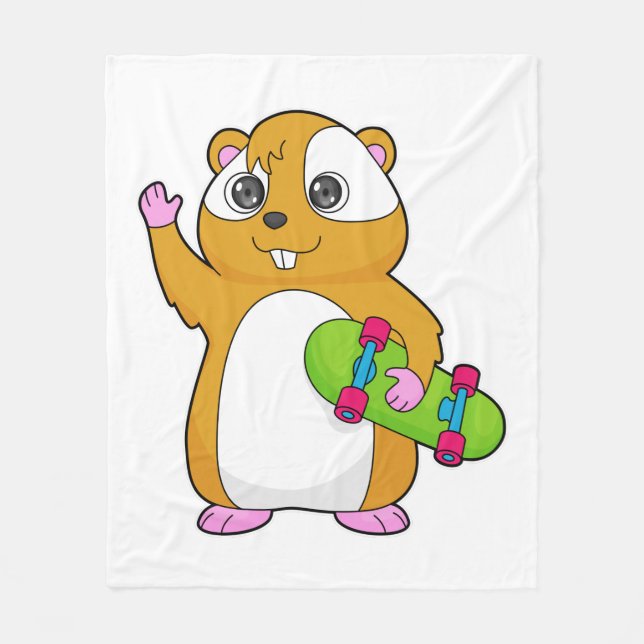 Hamster Skater Skateboard Fleece Blanket (Front)