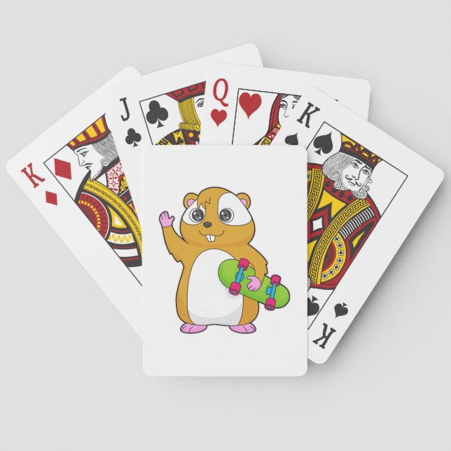 Hamster Skater Skateboard Playing Cards (Back)