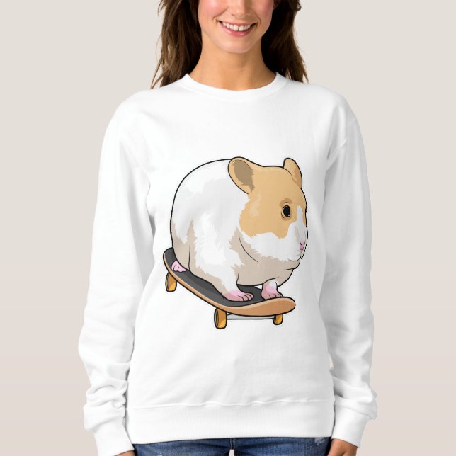 Hamster Skater Skateboard Sweatshirt (Front)