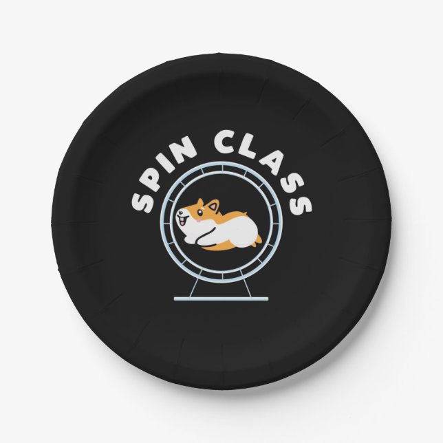 Hamster Spin Class Paper Plate (Front)
