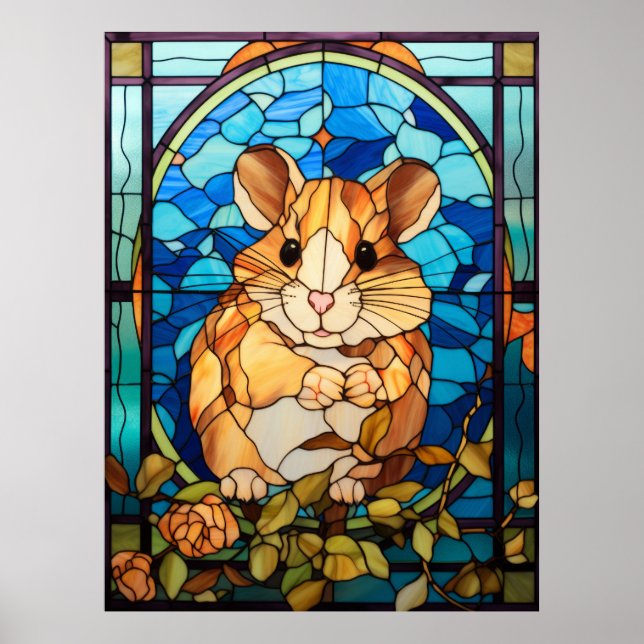 Hamster Stained Glass Window Design Poster (Front)