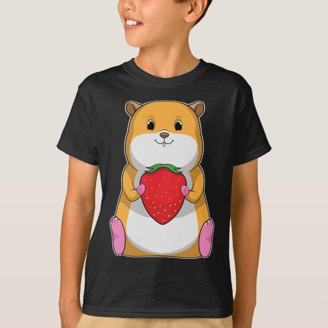 Hamster Strawberry Fruit T-Shirt (Front)