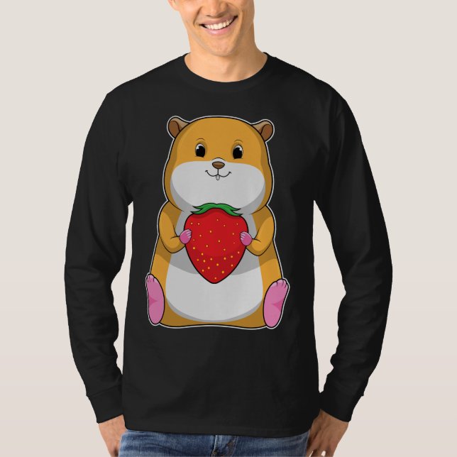 Hamster Strawberry Fruit T-Shirt (Front)