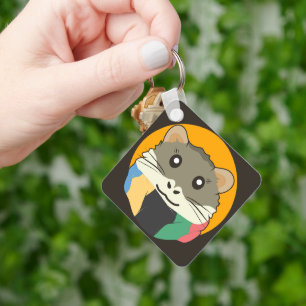 Hamster 🐹 the naughty animal with a striped scarf key ring