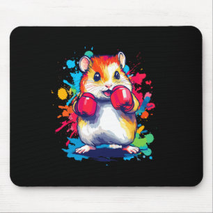 Hamster Wearing Boxing Gloves Colourful Art Mouse Pad