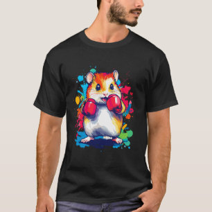 Hamster Wearing Boxing Gloves Colourful Art T-Shirt
