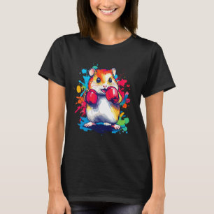 Hamster Wearing Boxing Gloves Colourful Art  T-Shirt