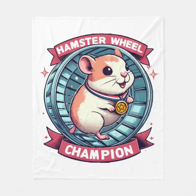 Hamster Wheel Champion Fleece Blanket (Front)