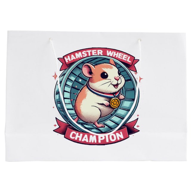 Hamster Wheel Champion Large Gift Bag (Back)