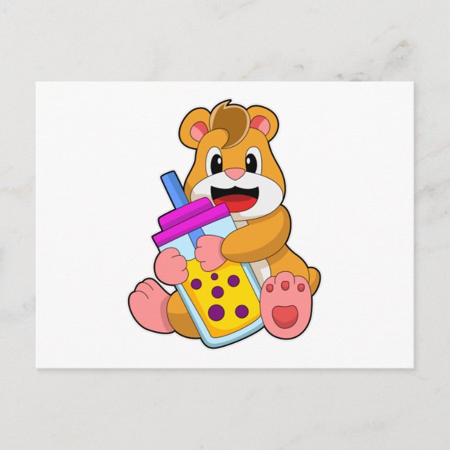 Hamster with Baby bottle Juice Postcard (Front)