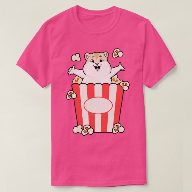 Hamster with Bag of Popcorn T-Shirt (Design Front)