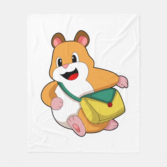 Hamster with Bag.PNG Fleece Blanket (Front)