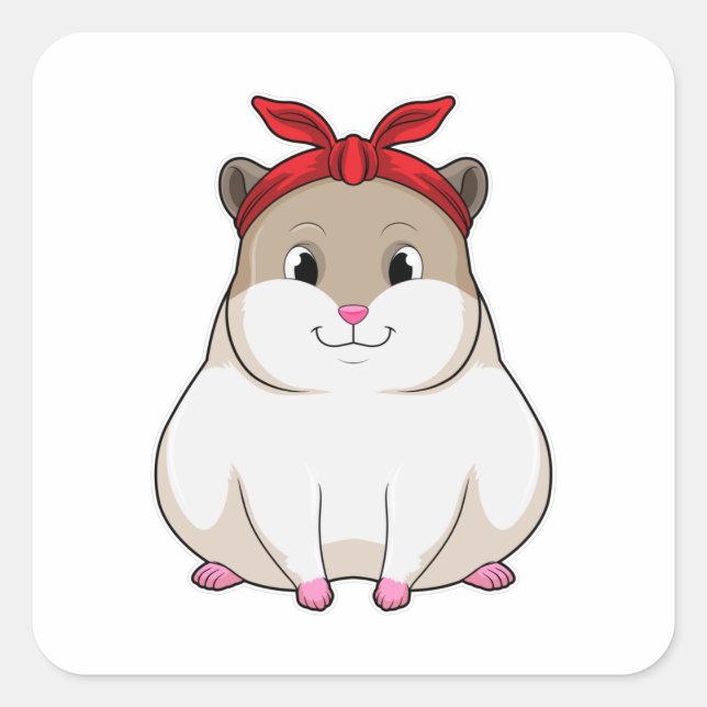 Hamster with Bandanna Square Sticker (Front)