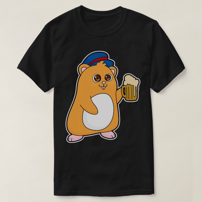 Hamster with Beer T-Shirt (Design Front)