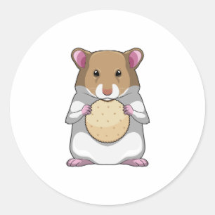 Hamster with Biscuit Classic Round Sticker