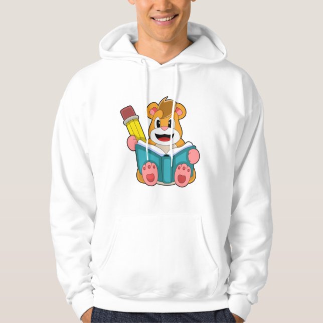 Hamster with Book and Pen Hoodie (Front)