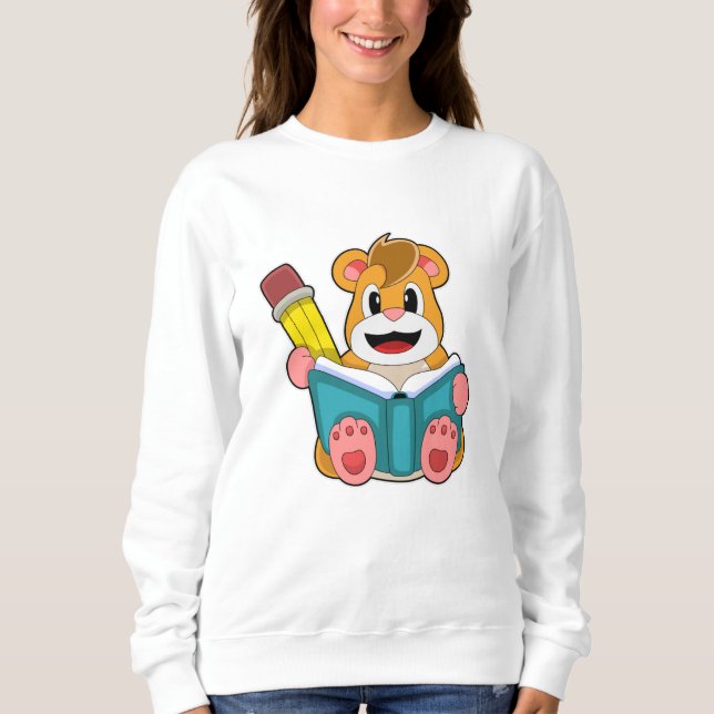 Hamster with Book and Pen Sweatshirt (Front)