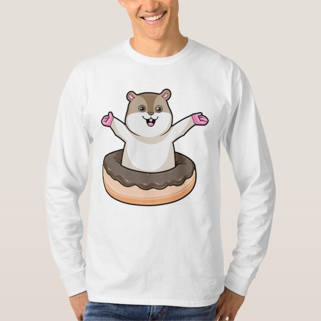 Hamster with Chocolate Donut T-Shirt (Front)