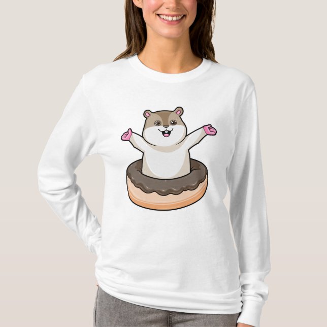 Hamster with Chocolate Doughnut T-Shirt (Front)