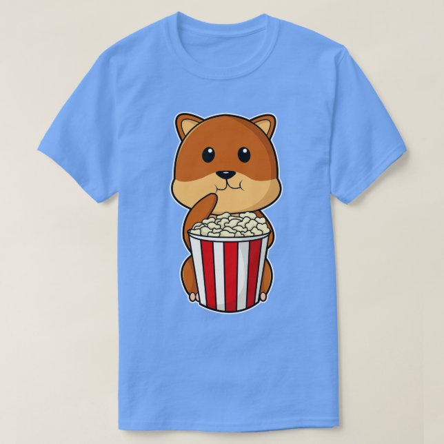 Hamster with Cone of Popcorn 1 T-Shirt (Design Front)