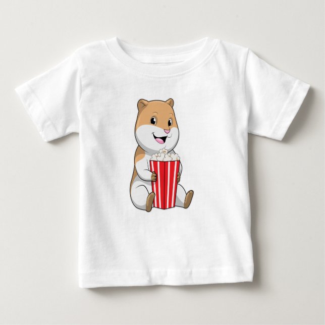 Hamster with Cone of Popcorn Baby T-Shirt (Front)