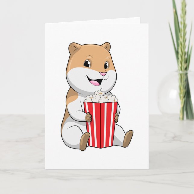 Hamster with Cone of Popcorn Card (Front)