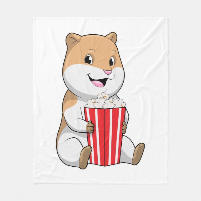 Hamster with Cone of Popcorn Fleece Blanket (Front)