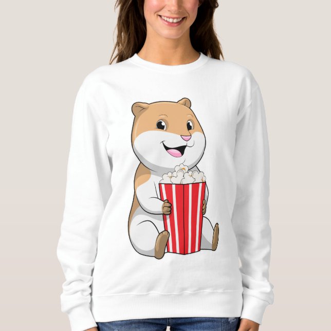 Hamster with Cone of Popcorn Sweatshirt (Front)