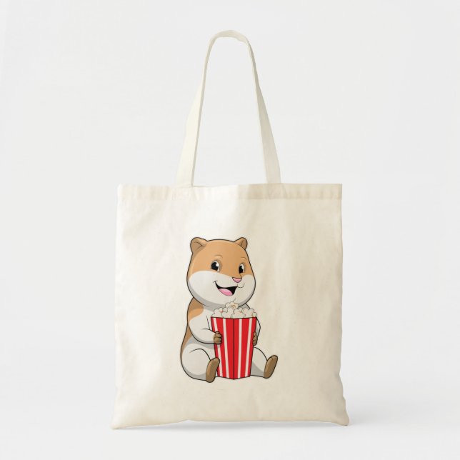 Hamster with Cone of Popcorn Tote Bag (Front)