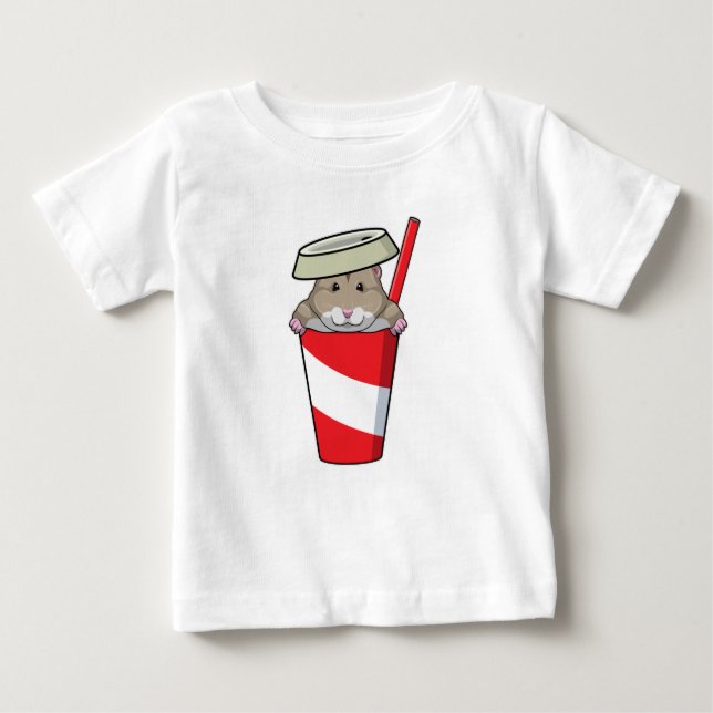 Hamster with Drink Baby T-Shirt (Front)