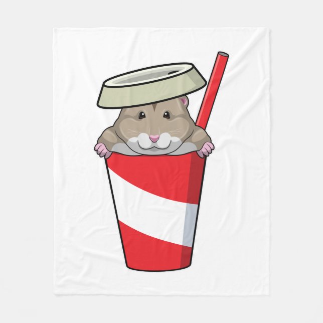 Hamster with Drink Fleece Blanket (Front)