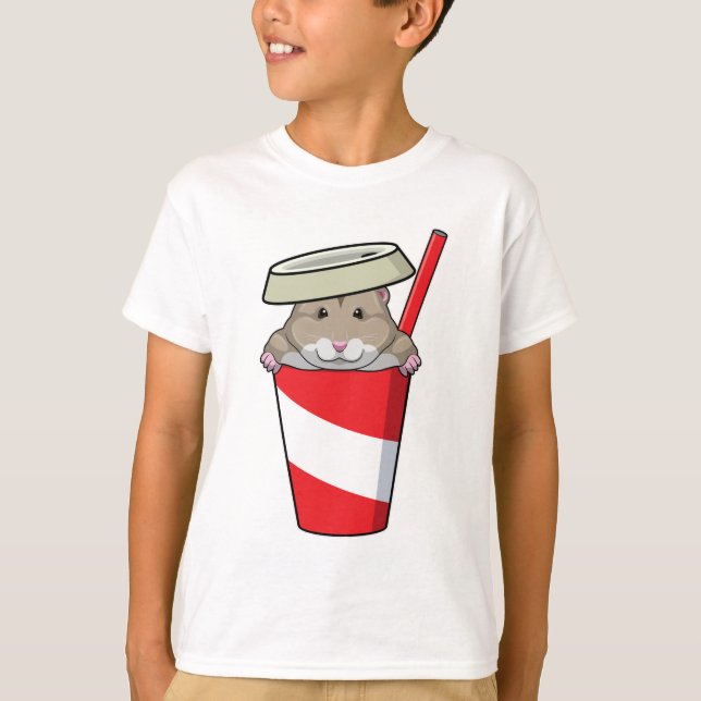Hamster with Drink T-Shirt (Front)