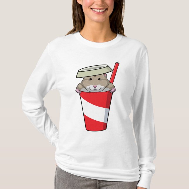 Hamster with Drink T-Shirt (Front)
