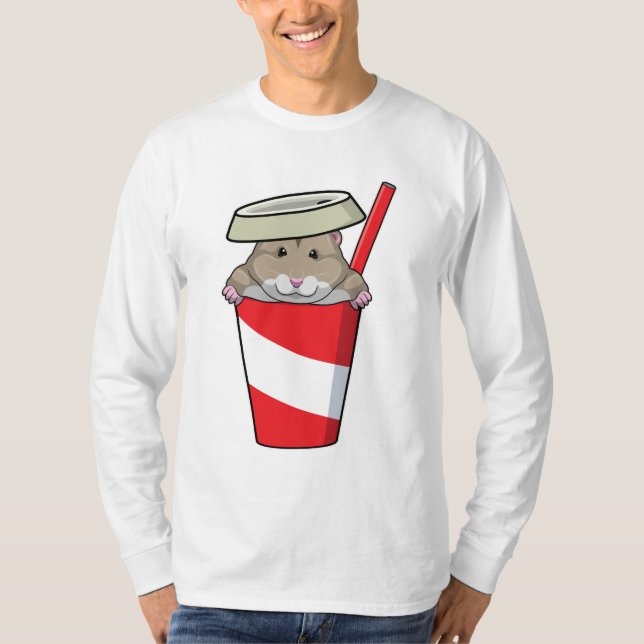 Hamster with Drink T-Shirt (Front)