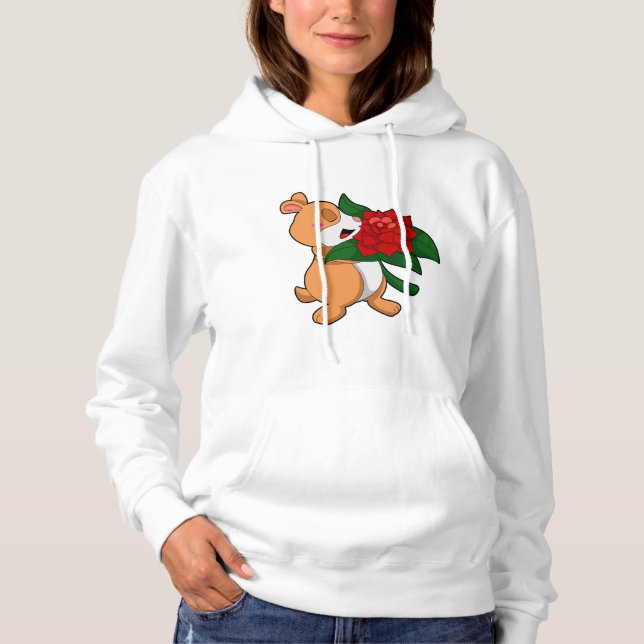 Hamster with Flower Rose Hoodie (Front)
