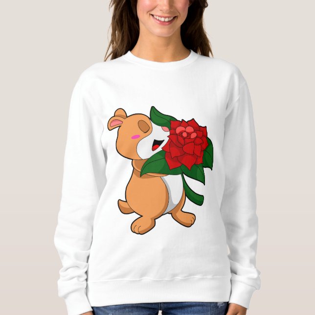 Hamster with Flower Rose Sweatshirt (Front)