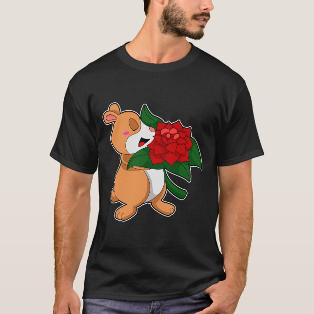 Hamster with Flower Rose T-Shirt (Front)
