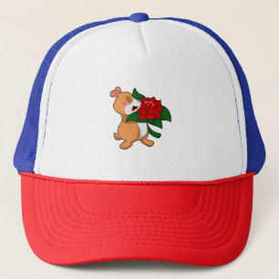 Hamster with Flower Rose Trucker Hat
