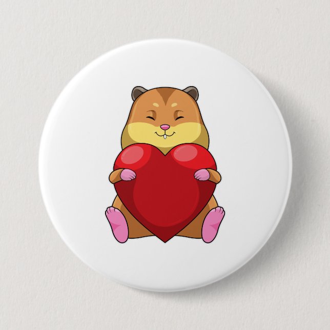 Hamster with Heart 7.5 Cm Round Badge (Front)