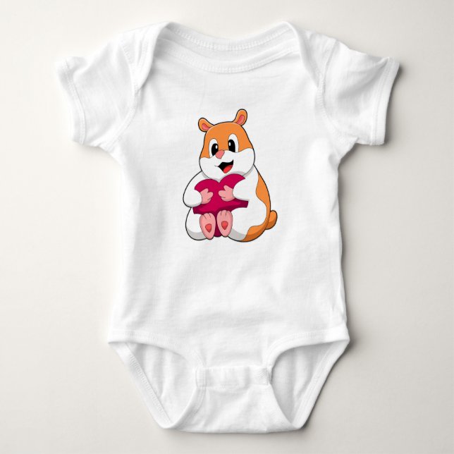 Hamster with Heart Baby Bodysuit (Front)