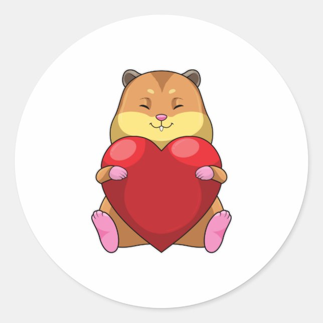Hamster with Heart Classic Round Sticker (Front)