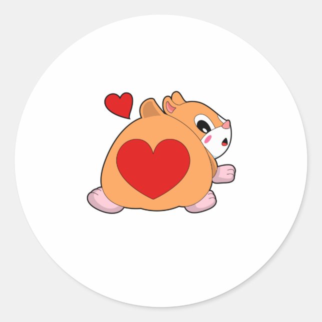 Hamster with Heart Classic Round Sticker (Front)