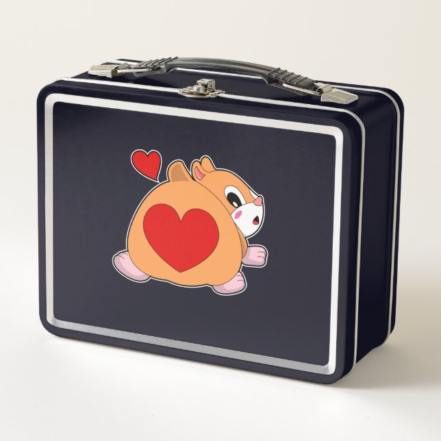 Hamster with Heart Metal Lunch Box (Front)