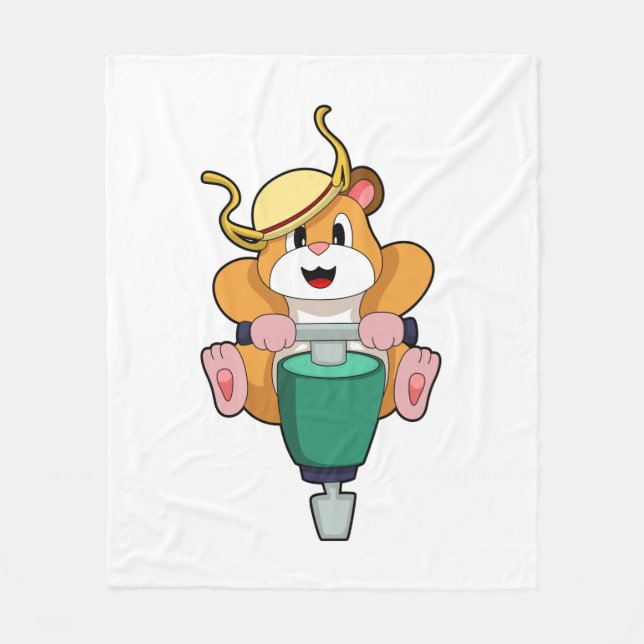 Hamster with Jackhammer Fleece Blanket (Front)