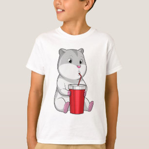 Hamster with Mug & Drinking straw T-Shirt