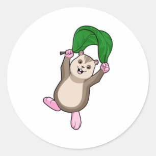 Hamster with Parachute Classic Round Sticker