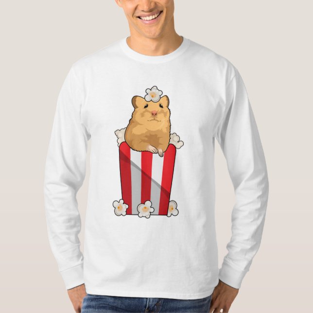 Hamster with Popcorn T-Shirt (Front)