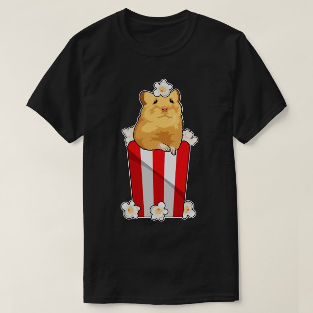 Hamster with Popcorn T-Shirt (Design Front)